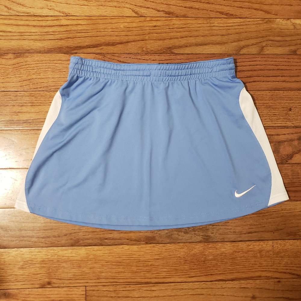 Nike Dri-Fit Blue White Mesh Athletic Pull On Tennis Skirt
